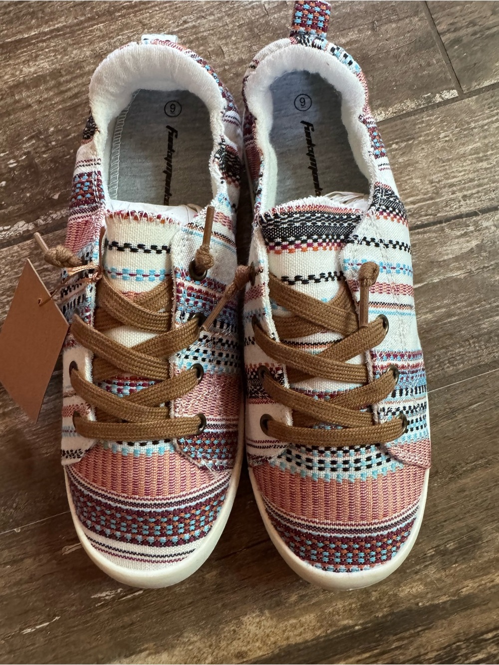 Funky Monkey southwestern striped patterned slip on sneakers women’s size 9